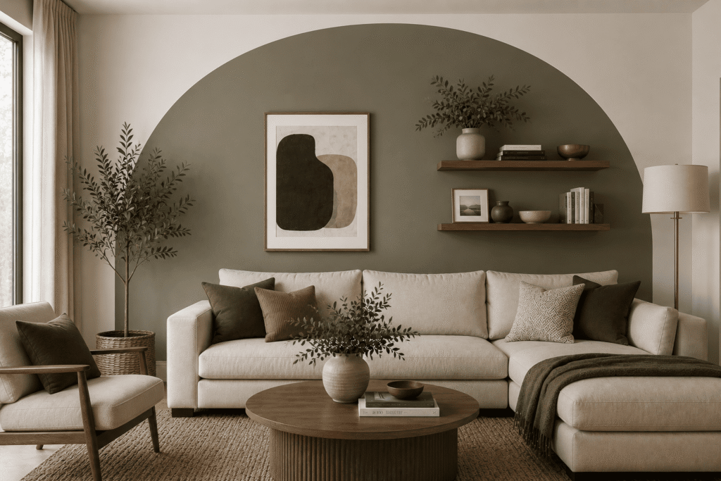 Arched or Shaped Paint Detail - Accent Wall Ideas for Living Room