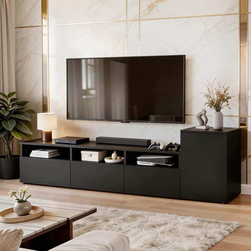 Built-In Alcove Shelving TV Unit