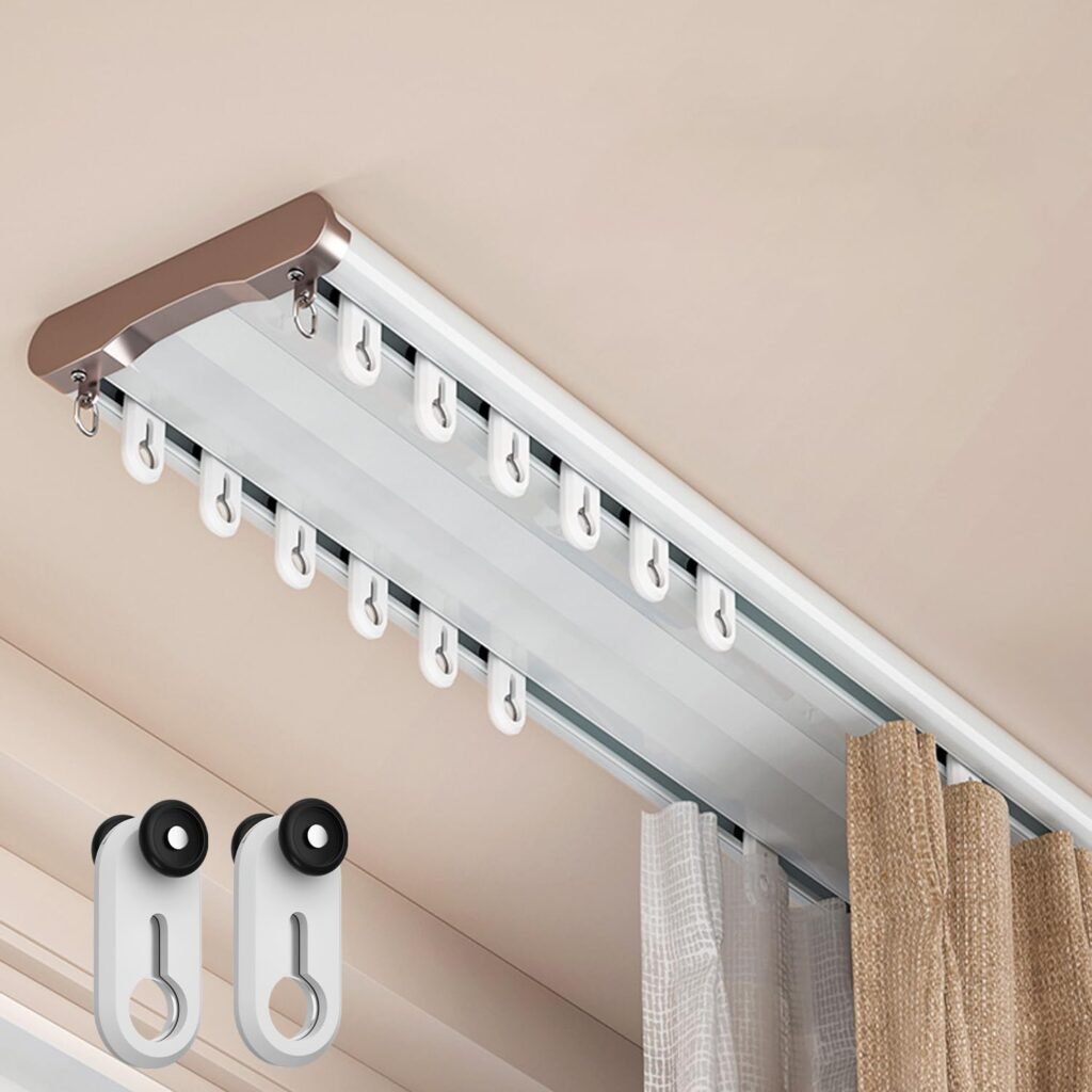 Ceiling-mounted curtain tracks