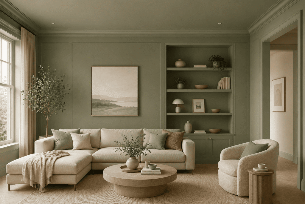 Colour Drenching Accent Wall Living Room