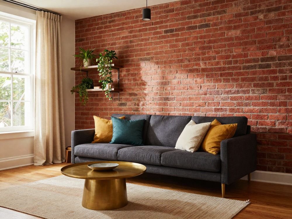 Exposed Brick or Brick Effect - Accent Wall Ideas for Living Room