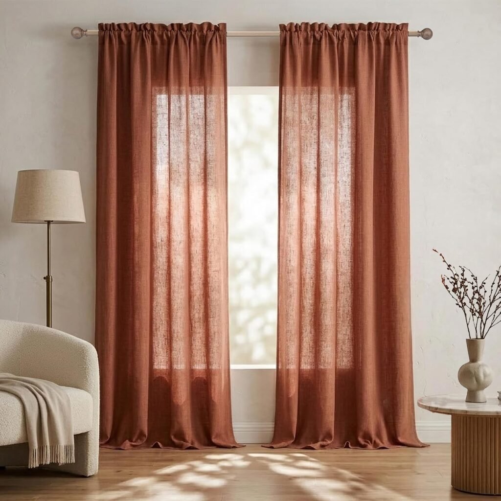 Linen-Look Polyester Curtains