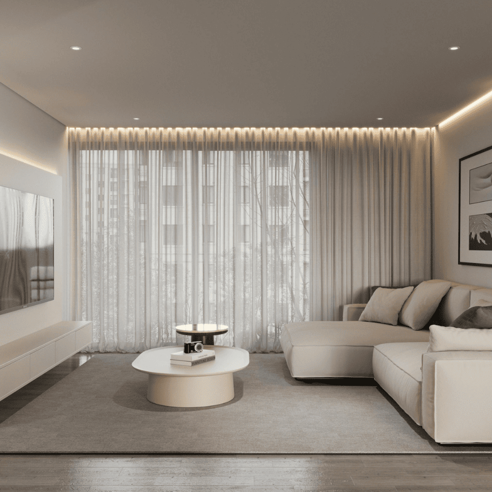 Living Room Layered Curtains