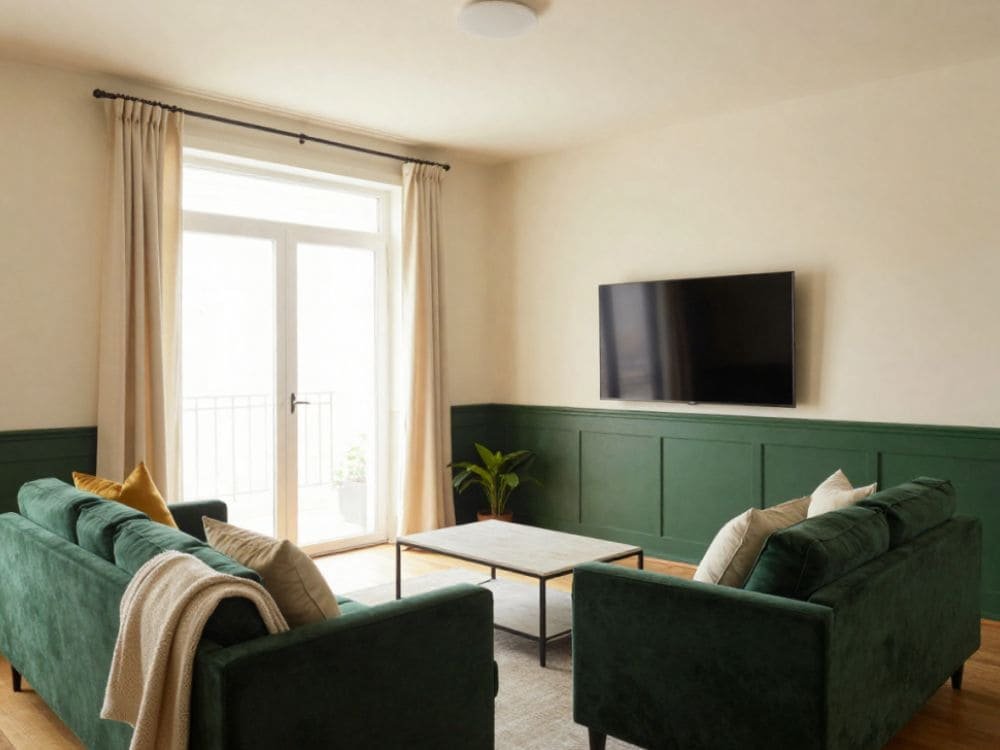 Living room with Two-Tone — Deep Lower Walls with Light Upper Walls