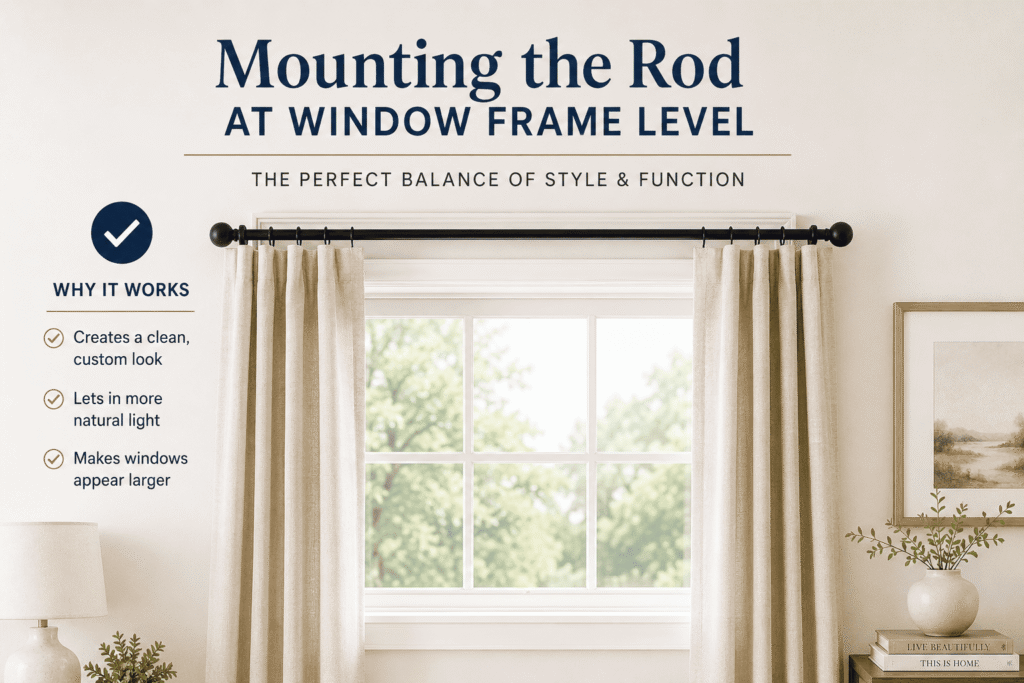 Mounting the rod at window frame level