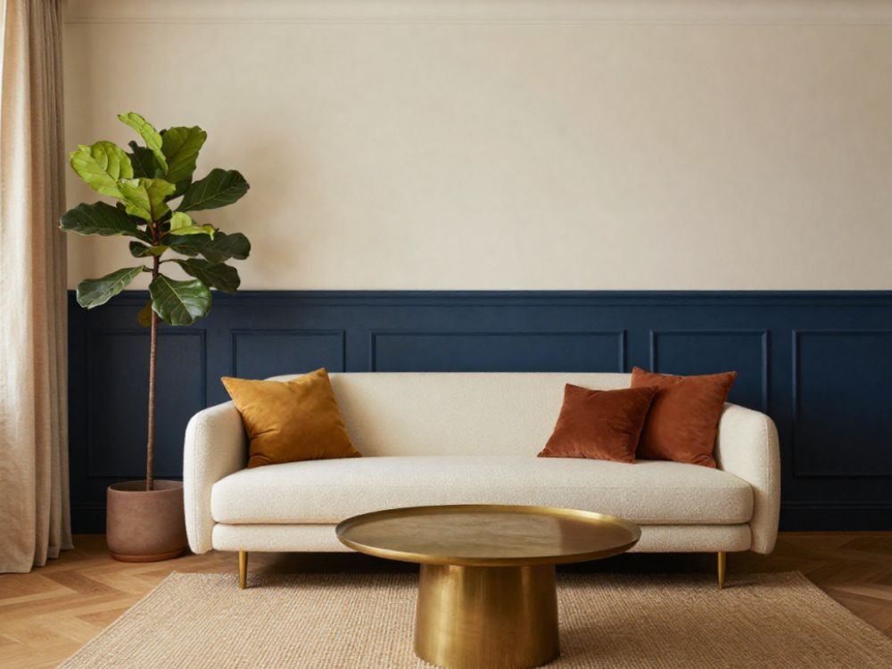 Two-Tone Wall (Upper and Lower Split) - Accent Wall Ideas for Living Room