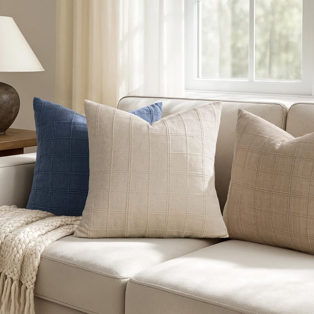 farmhouse throw pillow covers linen