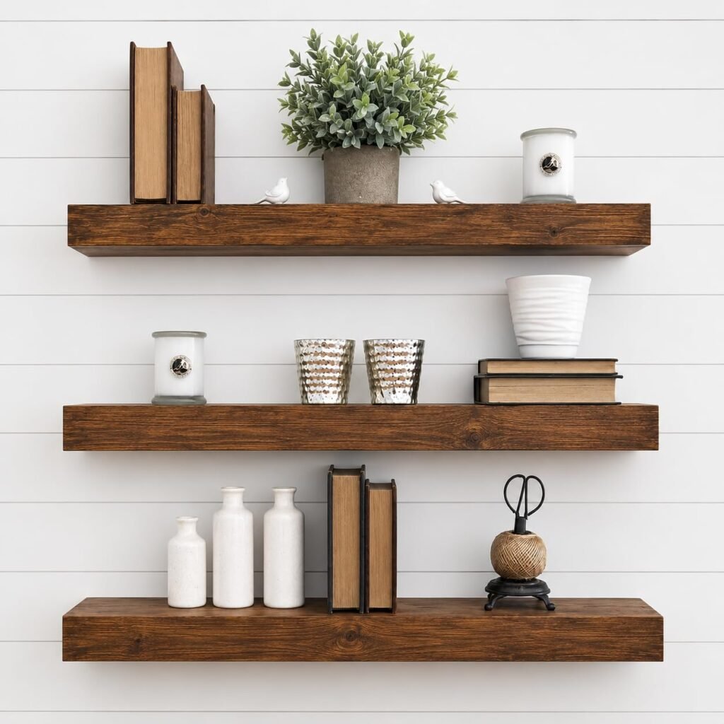 floating wall shelves living room