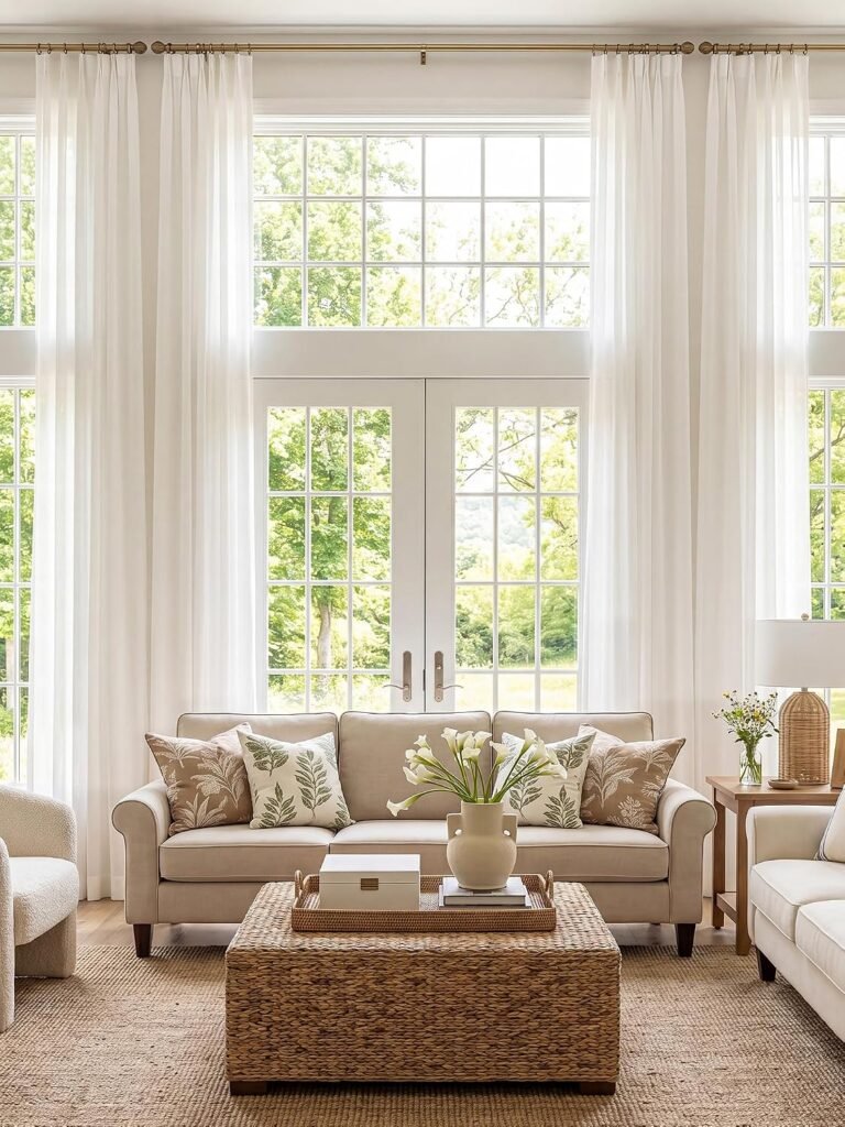 linen curtains cream farmhouse floor length
