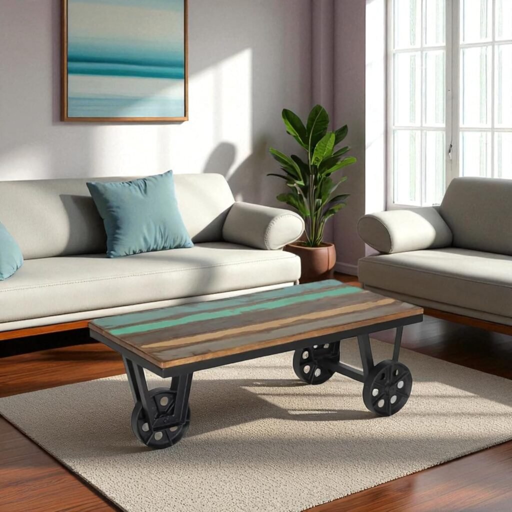 reclaimed wood coffee table living room