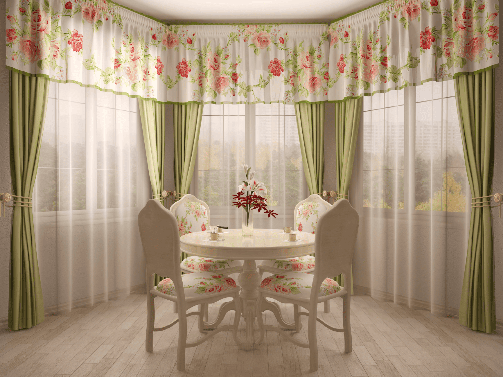 sheer layered curtains for bay window