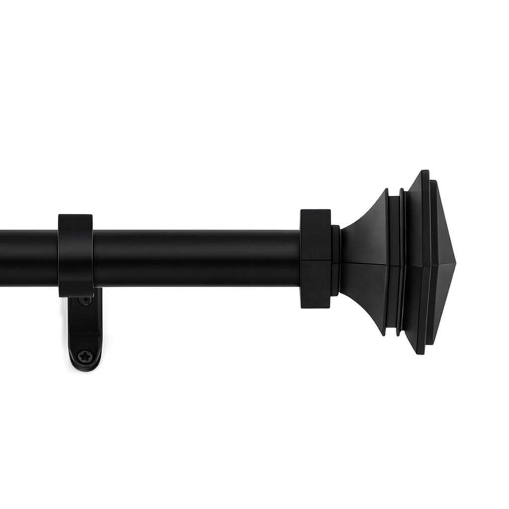 square curtain pole matt black