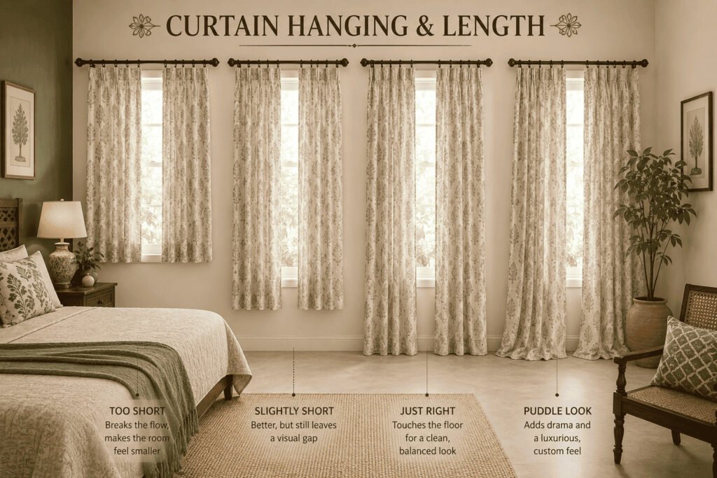 Curtain hanging and length
