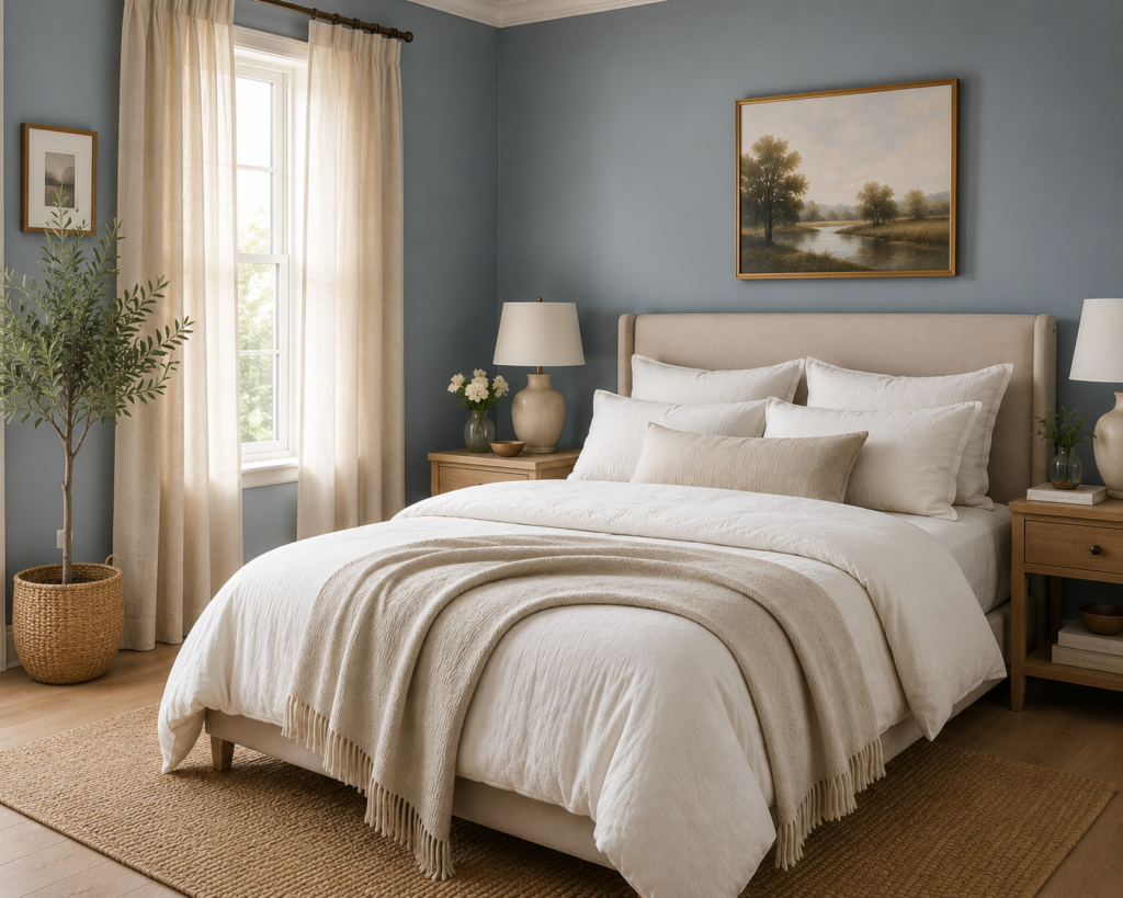 Dusty Blue Bedroom Colour Combination