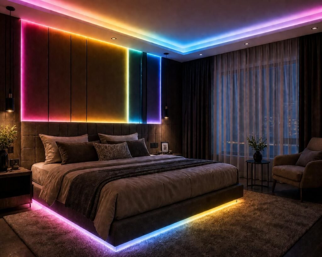 LED strip lights bedroom colour changing