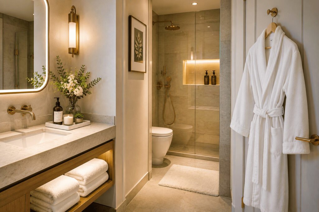 The Hotel Bathroom Extension — Towels, Robes, and the Detail That Signals Quality