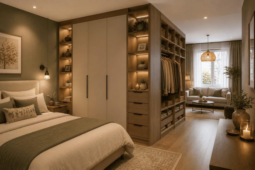 Wardrobe Positioned as a Room Divider