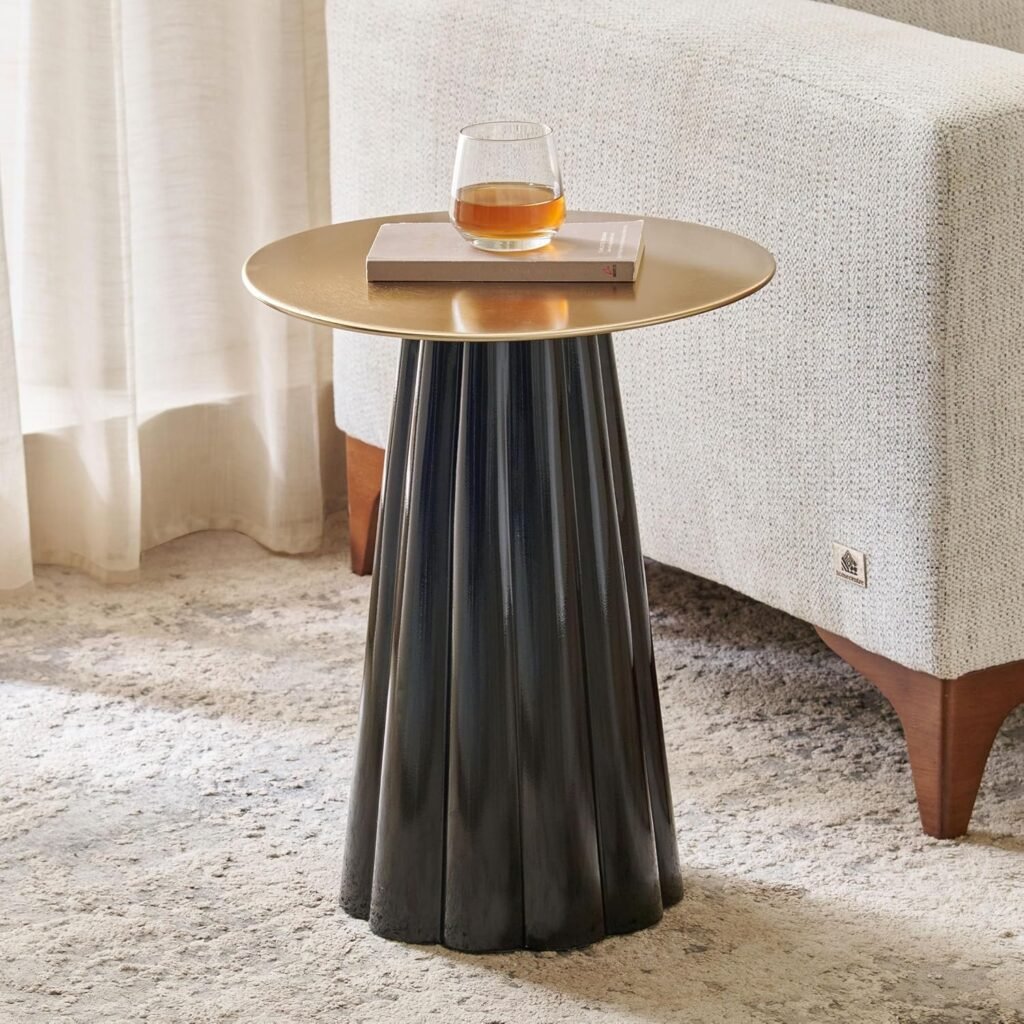 art deco side table gold black marble