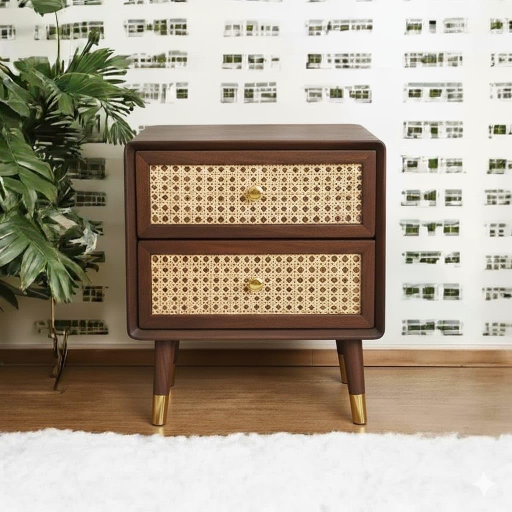 japandi bedside table solid wood minimal