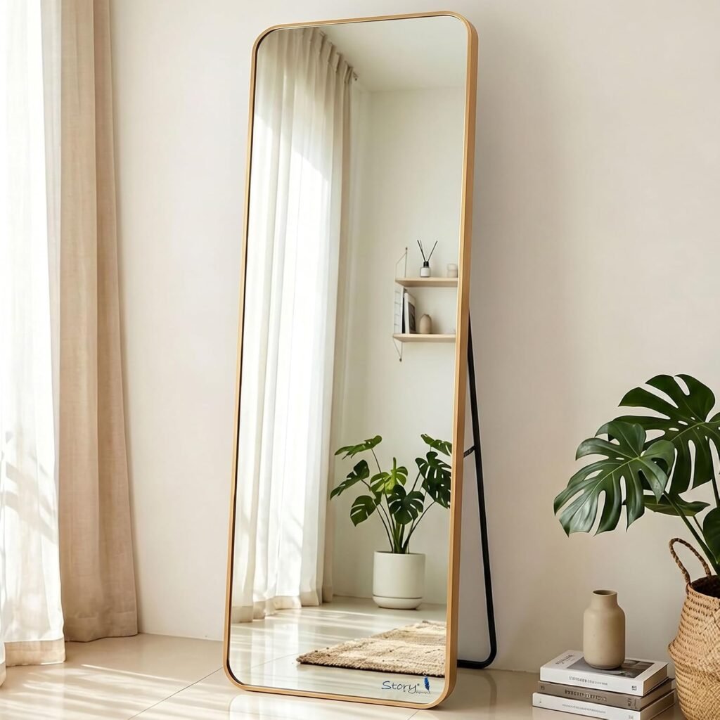 large bedroom mirror leaning gold frame