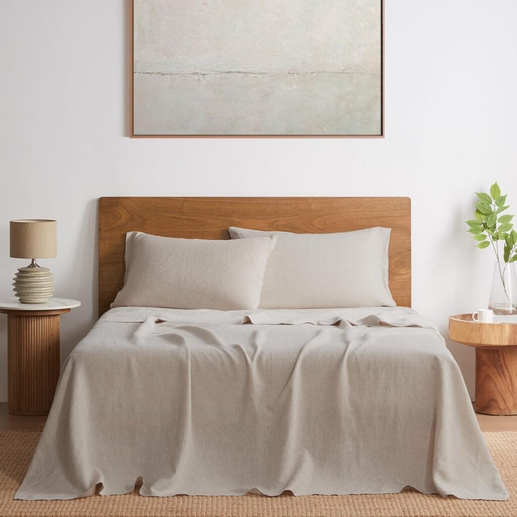 linen bedding set cream natural king