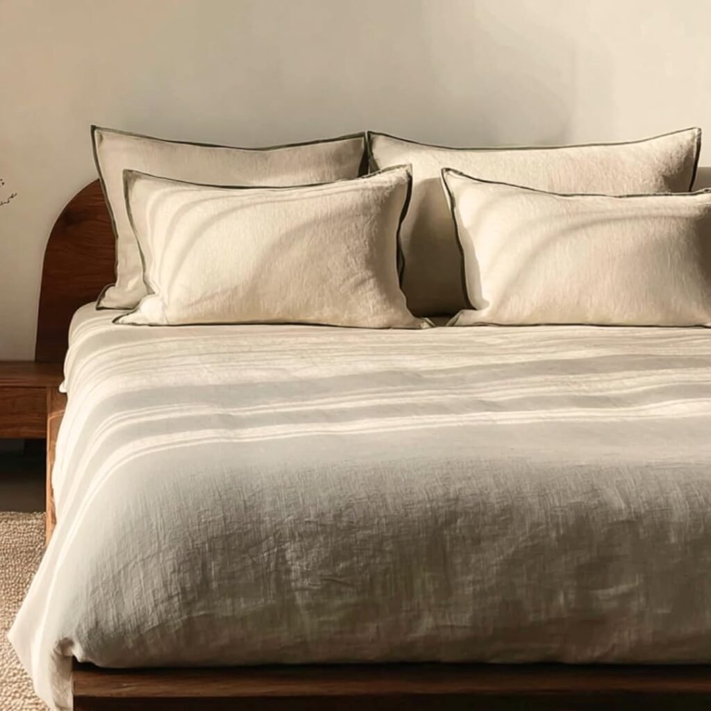 linen bedding set natural cream king