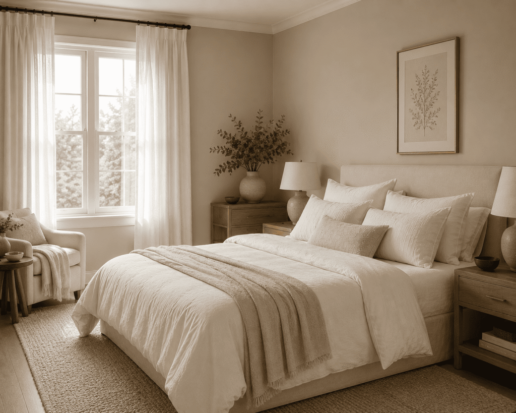 warm stone bedroom