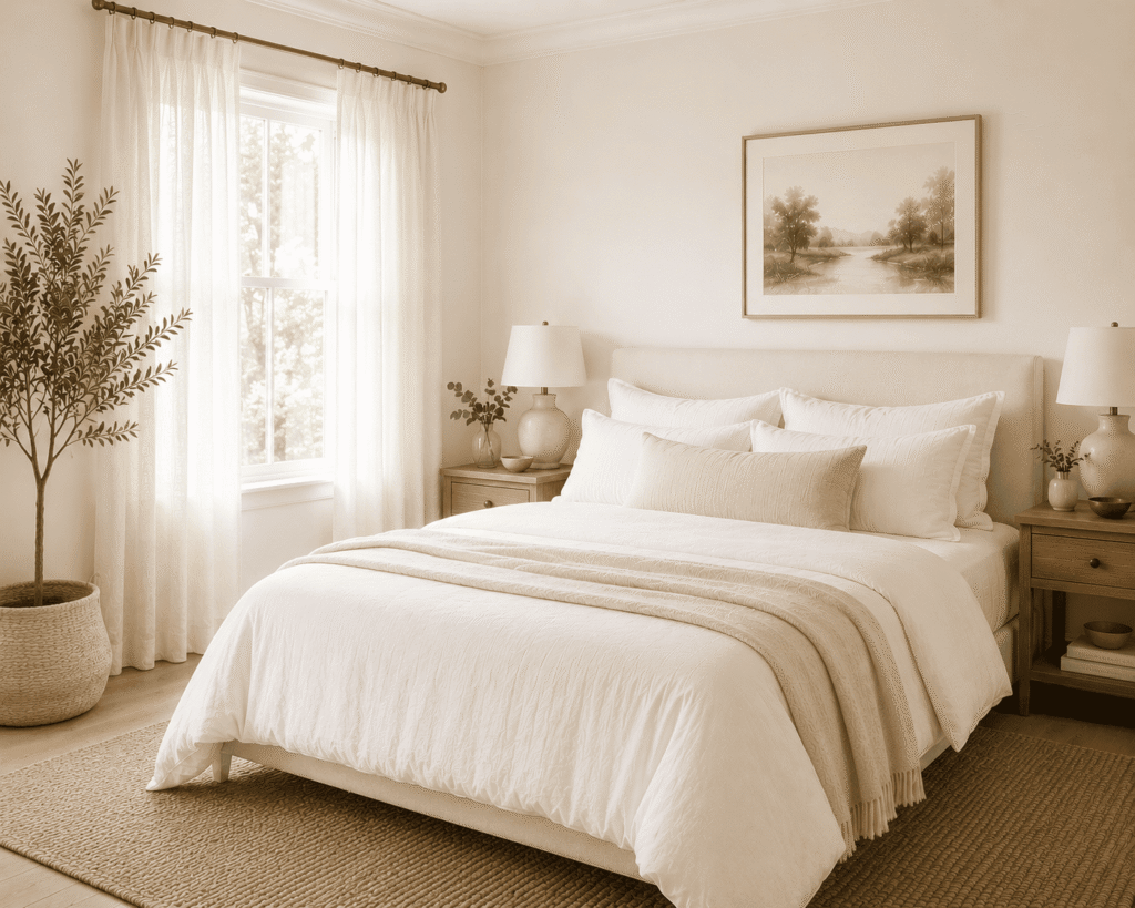 warm white bedroom