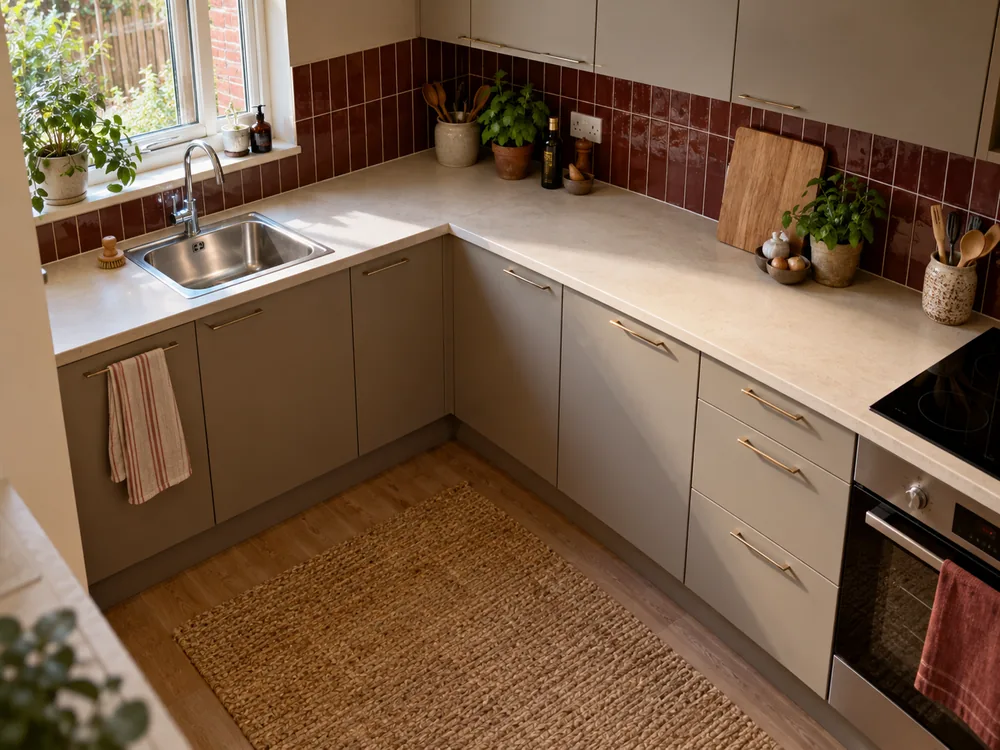 Compact kitchen with a single-bowl sink and a usable preparation area